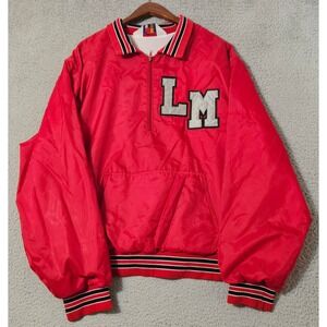 Rennoc Men's Nylon Lined 1/2 Zip Jacket Red Made in USA Size XL LM Vintage